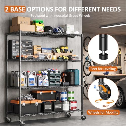 IZEUK Heavy Duty 72" Industrial Black Metal Garage Storage Shelf - Image 6