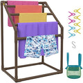 VEVOR Pool Towel Rack, 5 Bar, Brown, Freestanding Outdoor PVC Trapedozal Poolside Storage Organizer, Include 8 Towel Clips, Mesh Bag, Hook, Also Stores Floats and Paddles, for Beach, Swimming Pool by VEVOR