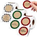 Whaline 600 Pcs Christmas Direct Thermal Labels Stickers Colorful Xmas Plaid Self-Adhesive Printer Decals for DIY Candle Name Tag Logo Design, 3 Rolls by Whaline
