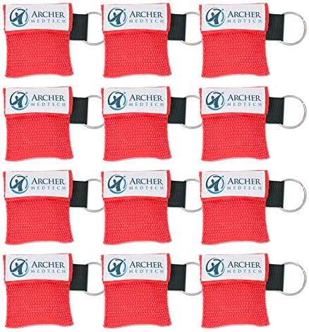 CPR Keychain Face Shields with One-Way Valve, 12 Pack by ArcherMedTech