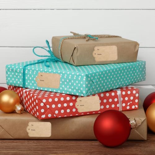 Christmas Gift Tag Stickers, 1000pcs to and from Gift Tag Stickers Brown Kraft Self-Adhesive Gifts Name Tags Sticker Labels for Christmas Holiday Present Sticker,1.2" x 2" - Image 6