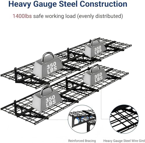 FLEXIMOUNTS 4-Pack 2x3ft Garage Shelving, 24"x72" Storage Shelves, Black - Image 3