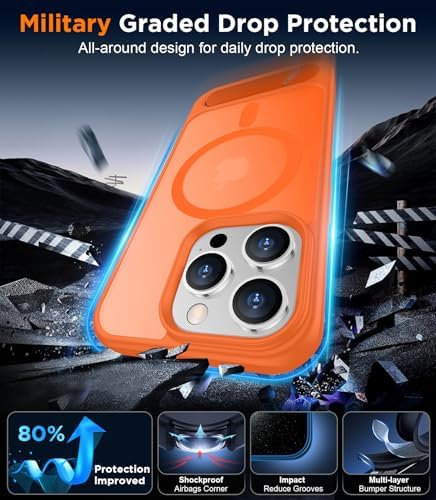 Temdan Magnetic Compatible with iPhone 14 Pro Case, [Built-in Invisible Kickstand][Compatible with MagSafe] [Military Grade Shockproof] Slim Translucent Matte Phone Case for iPhone 14 Pro 6.1" - Image 4