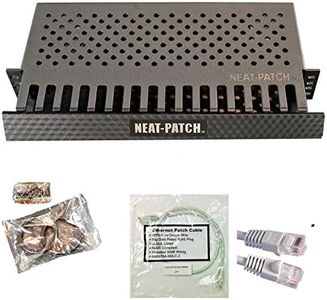 Neat Patch MINI 1U Low Profile Cable Management Kit - 2 Packs w/ 48 CAT6 Patch Cables (1FT Gray) by Electriduct