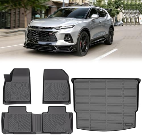TPE Automotive Floor Mats & Cargo Liner Custom for 2019-2026 Chevrolet(Chevy) Blazer, All Weather Cover Protection Waterproof Black Floor Liner Front & Rear Row Full Set Car Mats, 4PCS by CMVTAuto