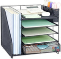 5-Tier Desk Organizer with Drawer and Pen Holder, Black by OUTIOE