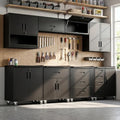 8-Piece Heavy Duty Steel Garage Cabinet System | All-in-One Modular Garage Cabinet Set for Ultimate Workshop Organization | Easy Assembly Garage Storage Cabinets & Tool Bench (Black) by VIYET