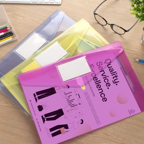Sooez 36 Pack File Folders, Clear Poly Envelopes Plastic Folders A4 Pouch - Image 7