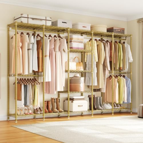ONBRILL F5 Heavy Duty Clothes Rack Freestanding Modular Closet System Gold by ONBRILL