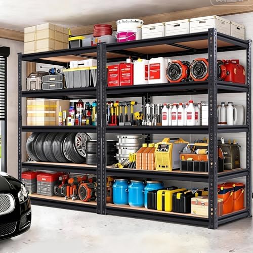 72" H Garage Storage Shelves,Storage Shelves Heavy Duty,2400LBS Metal Shelving Units,Adjustable Garage Shelving Heavy Duty for Garage Storage,Warehouse,16"x35.5"x72 - Image 2