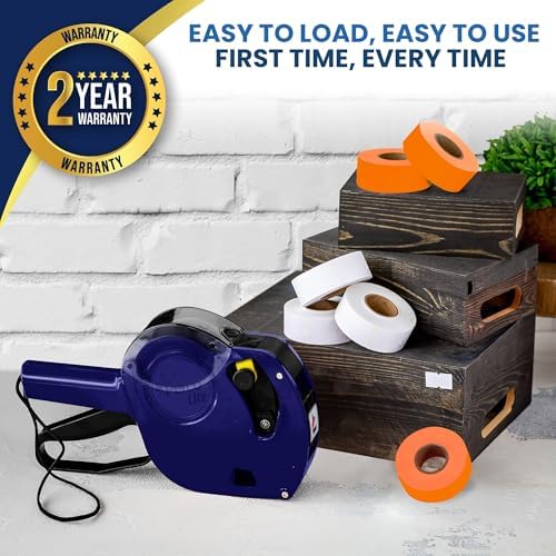 Perco Price Gun 1-Line Kit with 2 White 4 Orange Rolls, Clip & Ink Rollers - Image 5
