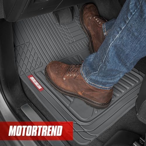 Motor Trend FlexTough™ Advanced Gray Rubber Car Floor Mats – Heavy Duty Trim to Fit All Weather Floor Mats for Cars Truck SUV - Automotive Car Interior Floor Liner Protection - Universal Fit - Image 3