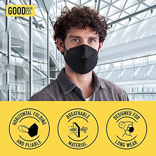 Good Mask Co. Good Comfort KN95 Face Mask, Disposable, Folding, Comfortable, Bulk (25 Pack, Black) - Image 5