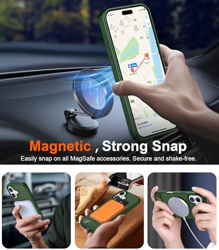 Temdan Designed for iPhone 17 Case, [Built-in Invisible Kickstand][Compatible with MagSafe][Military Grade Shockproof] Slim Translucent Matte Phone Case for iPhone 17 6.3 inch (Forest Green) - Image 6