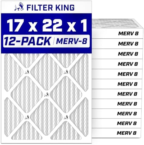 Filter King 17x22x1 Air Filter MERV 8, AC Furnace Filters (12-Pack) by FilterKing