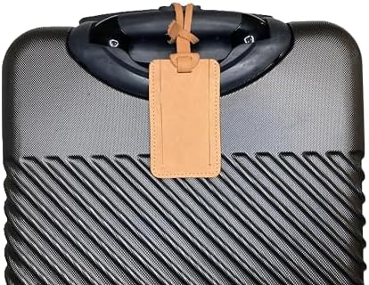 Premium Vegetable-Tanned Natural Leather Luggage Tag – Durable, Stylish Travel ID Labels for Suitcases, Bags, and Backpacks (Caramel Color, 1 pc.) by Unknown