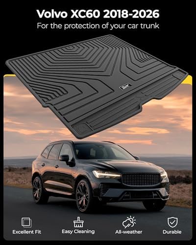 3W Cargo Liner for Volvo XC60 2018-2025 2026 All Weather Custom Fit, Black - Image 2