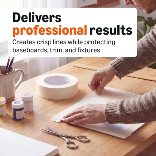 Amazon Basics Multi-Surface Masking Tape for Labeling, 1.41" x 60 Yards, Beige, 1 Roll - Image 3