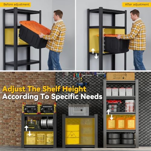 SAWJEC Garage Shelving Unit, 63" Compact 5-Tier Metal Storage Rack - Image 3