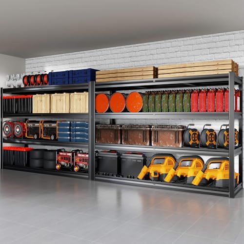 72" W Storage Shelves Heavy Duty Garage Shelving 30" D Metal Shelving Unit, 4 Tier Adjustable Shelves, 3800LBS Steel Industrial Shelving for Basement Warehouse Commercial, 2 Pack by PMKES