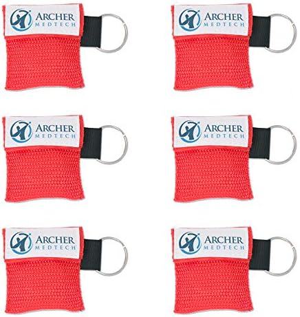 CPR Keychain Face Shields with One-Way Valve, 6 Pack by ArcherMedTech