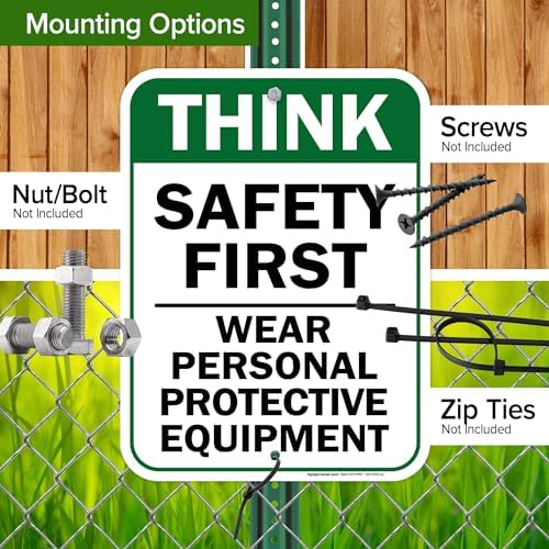 Think Safety First Wear Personal Protective Equipment Sign, 12"x16"0.40 - Image 5