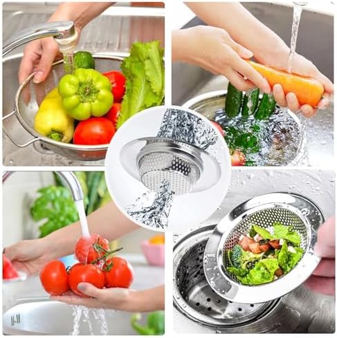 3pcs Heavy Duty Stainless Steel Slop Basket Filter Trap, 4.5" Top / 2.95" Mesh Metal Sink Strainer,Perfect for Kitchen Sink/Bathroom Bathtub Wash Basin Floor Drain Balcony Drain Hole,Utility - Image 7
