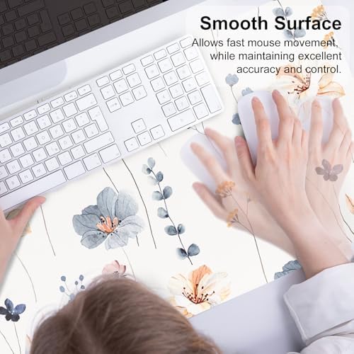 QIYI PU Leather Large Mouse Pad, Waterproof Desk Mat, 31.5" x 15.7", Sprigs - Image 5