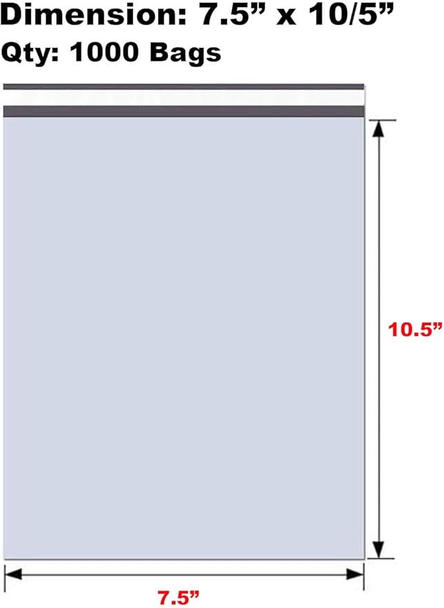 iMBAPrice 1000 - 7.5x10.5 Premium Matte Finish White Poly Mailers Envelopes Bags - Image 2