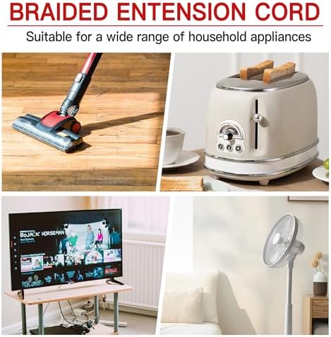 Skrizcable 16/3 15 FT Indoor Extension Cord Braided, White Power Cord - Image 7