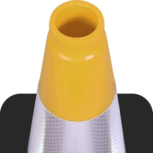 6 Pack 18" Inch Yellow PVC Traffic Cones - Image 3