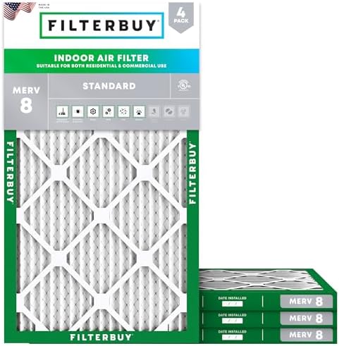 Filterbuy 15x30x1 Air Filter MERV 8 Dust & Allergy Defense (4-Pack) by Filterbuy