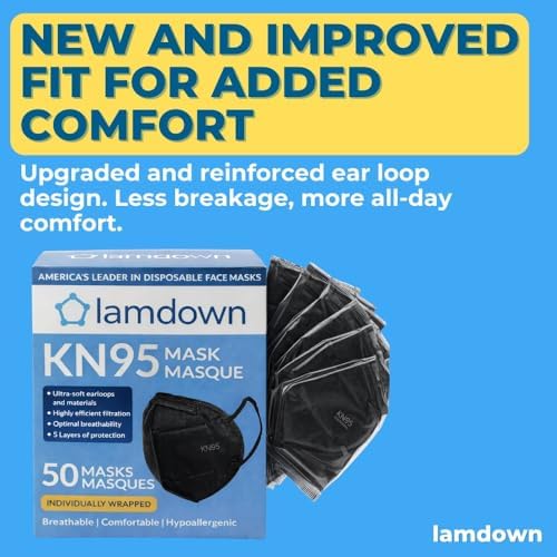 (600-Pack) KN95 Face Masks, Individually Wrapped, Premium Disposable Dust Mask, Black - Image 2