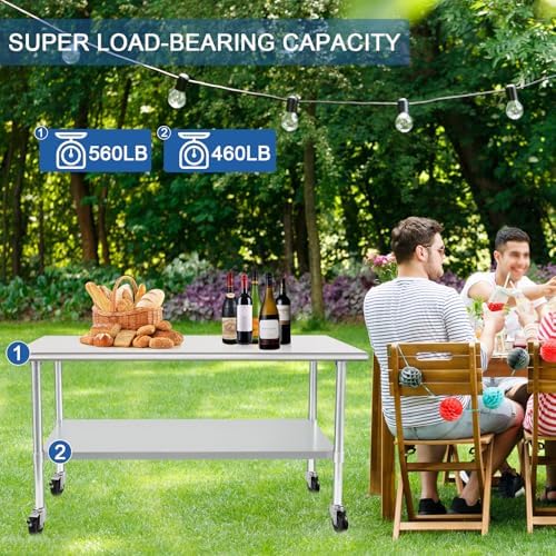 HARDURA Stainless Steel Commercial Table with Wheels 24 x 72 Inches - Image 5