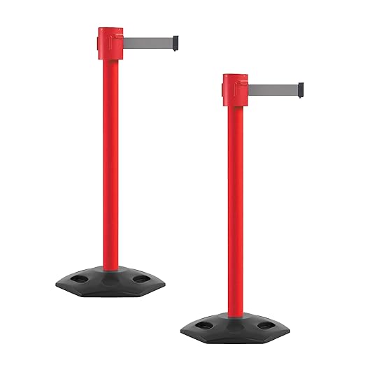Montour Line MSR760 Set of 2 Retractable Belt Barrier Stanchion, Rubber Base by Montour+Line