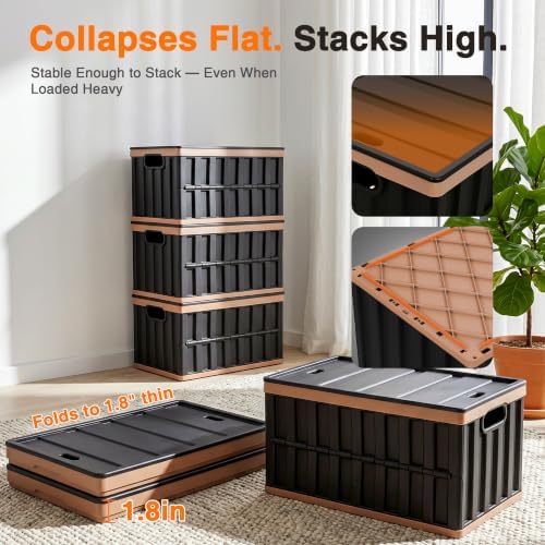 Citylife 4PC 64L Collapsible Storage Bins with Lids, Collapsible bins - Image 5