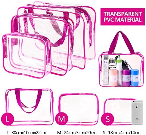 3Pcs Crystal Clear PVC Travel Toiletry Bag Kit for Women Men, Cosmetic Bags - Image 5