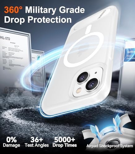 Temdan Magnetic Compatible with iPhone 14 Case/iPhone 13 Case,[Built-in Invisible Kickstand][Compatible with MagSafe][Military Grade Shockproof] Slim Translucent Matte Phone Case for iPhone 14/13 6.1" - Image 4