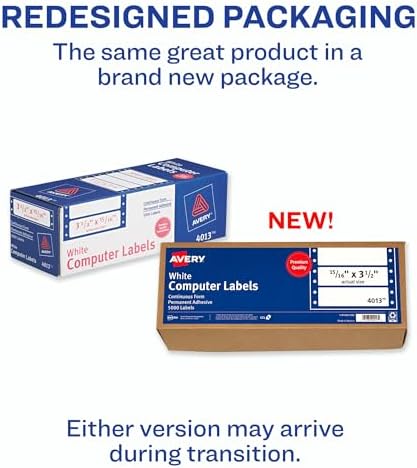 Avery White Computer Labels, 15/16" x 3-1/2", Dot Matrix and Pin-Feed Printers, 5,000 Total (4013) - Image 2