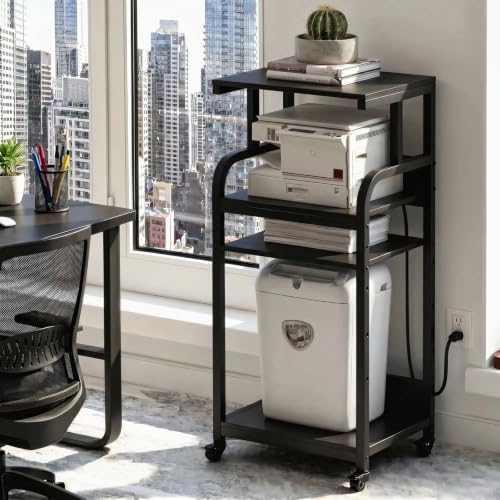 VOWNER 4-Tier Tall Printer Stand with Power Outlet and 4 Lockable Wheels by VOWNER