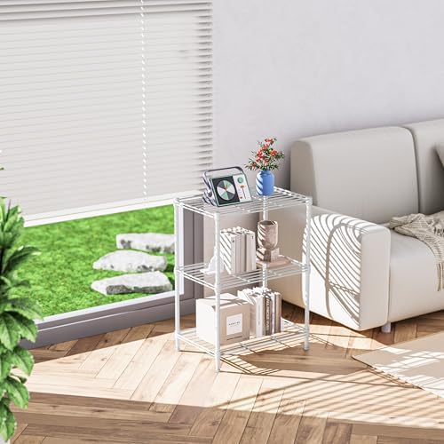 IZEUK 3 Tier Shelf, Heavy Duty Steel Wire Shelving Unit for Home, Kitchen, Laundry Room Organization, Office Storage Rack (17.7" W x 11.8" D x 26.3" H, 450LBS, White) - Image 2
