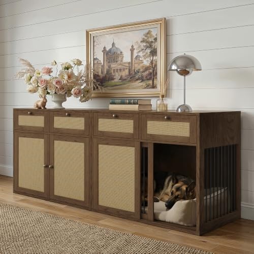 PureCozy 2-Piece Dog Crate Furniture, Right, 80 Inch, Dark Oak - Image 2