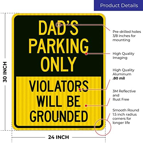 Dad's Parking Only Violators Will Be Grounded Sign, - Image 3