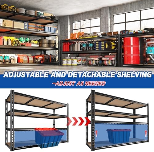 ROOMFAVE 60" W Garage Metal Shelving 2800LBS Storage Shelves, 4 Tier - Image 5