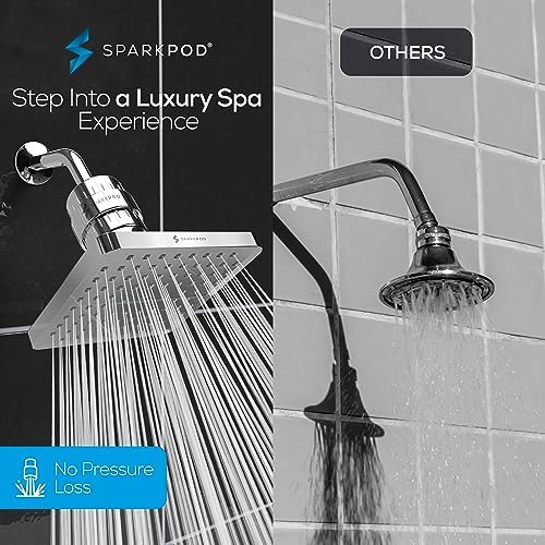 SparkPod Filtered Shower Head, 23-Stage, 8" Square, Polished Chrome - Image 4