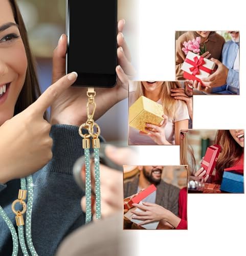 Crystal Phone Strap Crossbody and Wrist Lanyard, Anti Theft Layered & Wrist Strap Cell Phone Neck for Women - Image 5