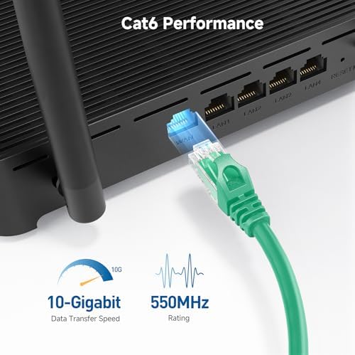 Cable Matters 10Gbps 5-Pack Snagless Cat 6 Ethernet Cable, 7ft, Green - Image 3