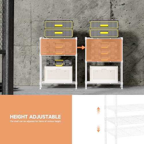 IZEUK 3 Tier Shelf, Heavy Duty Steel Wire Shelving Unit for Home, Kitchen, Laundry Room Organization, Office Storage Rack (17.7" W x 11.8" D x 26.3" H, 450LBS, White) - Image 4