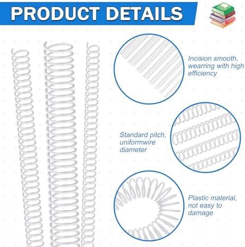 120 Pack Plastic Spiral Binding Coils Binder Binding Spirals Rings Multi Size Spiral Binding Wire Combs Spines Coils, 4:1 Pitch (White, 1/4 5/16 3/8 1/2 9/16 5/8 3/4 7/8 Inch) - Image 5