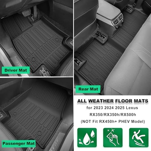 Custom Fit Floor Mats & Cargo Liner for Lexus RX350/RX350h/RX500h 2023-2026 (Excludes RX450h+ PHEV), Heavy Duty TPE All-Weather Trunk Mat - Image 3